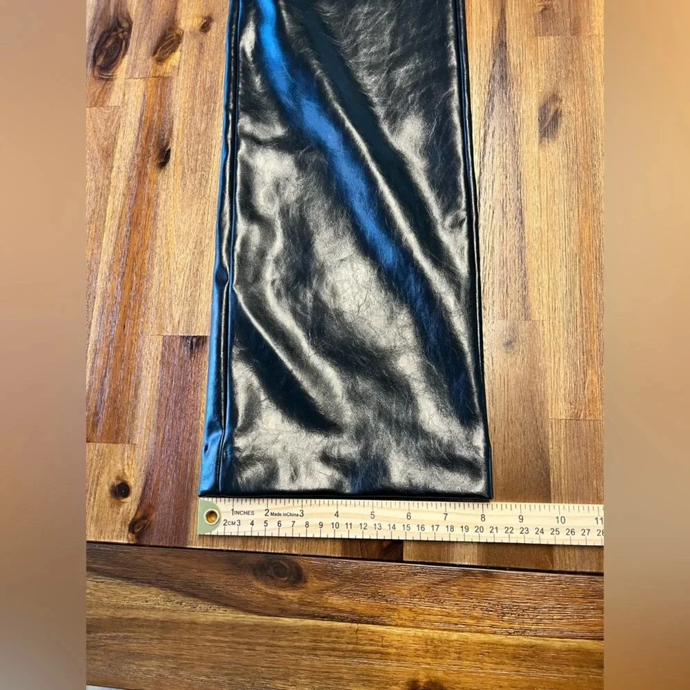 ZARA Black Faux Leather Zipper Straight Leg pants size xs new without tags